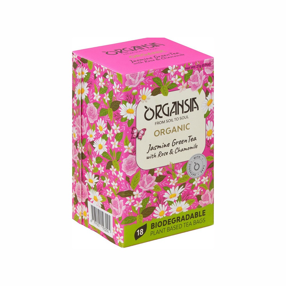 organsia-jasmine ORGANSIA Jasmine Green Tea with Rose & Chamomile BIO 27 g - Obrázek 1